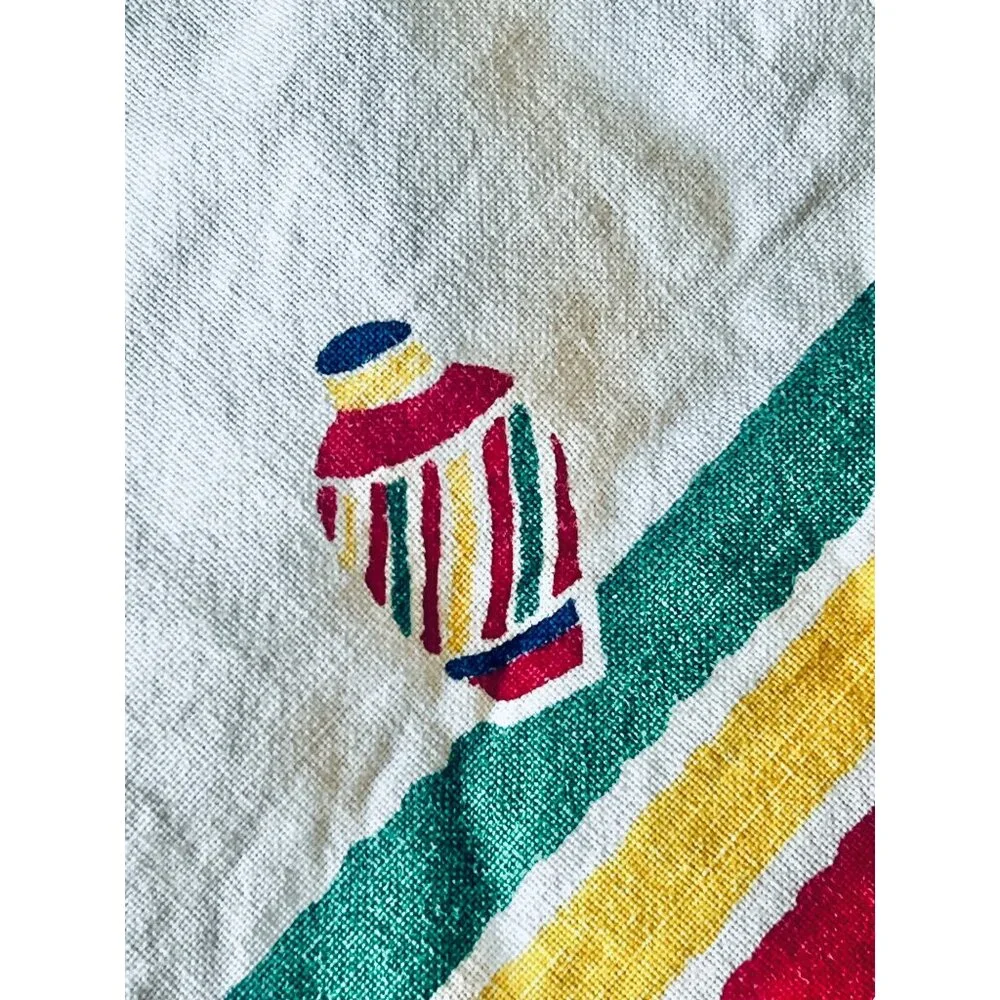 Southwestern Tablecloth 63” x 49” VTG With Red Green Yellow & Blue Stripes - Picture 7 of 16